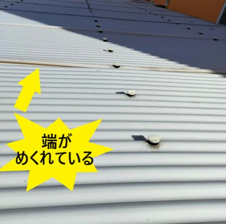 端がめくれている　塩ビ製波板